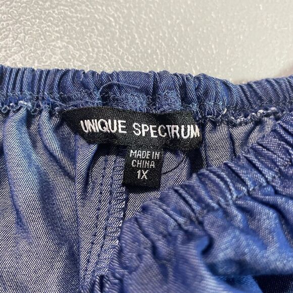 UNIQUE SPECTRUM Blouse Lace Trim 3/4 Sleeve Off Shoulder Gypsy Womens 1X Blue - Picture 3 of 9